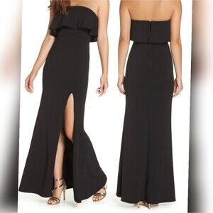 Missguided Bandeau Plated Overlay Fishtail Maxi Black NWT Eveing Dress S…